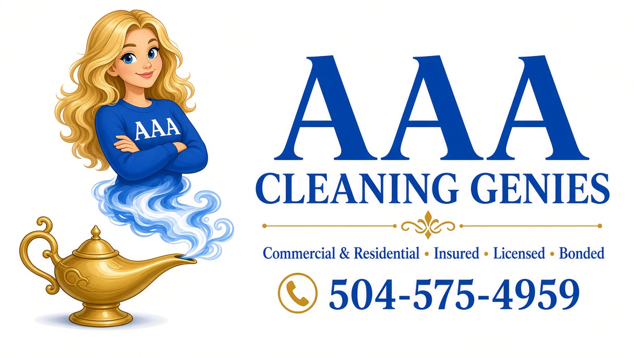 AAA Cleaning Genies — commercial and residential, insured, licensed, bonded. Call 504-575-4959